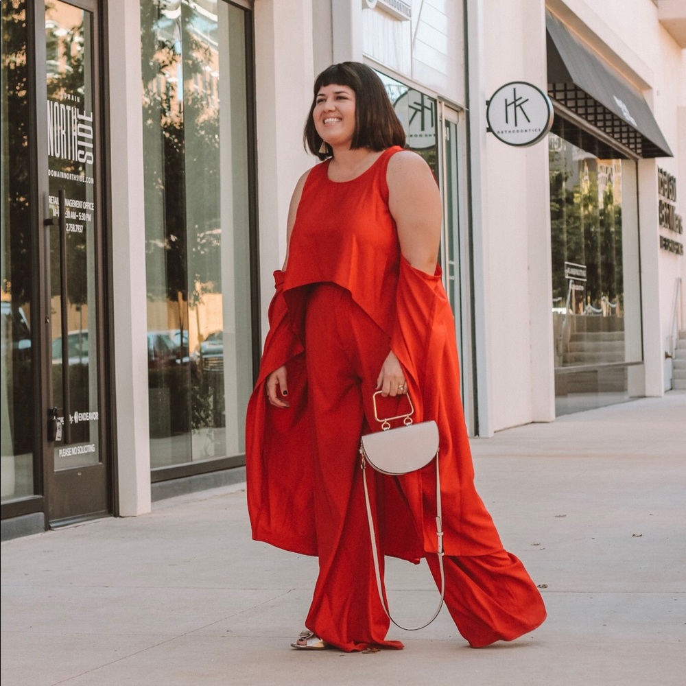 Red Top and Palazzo Pants Set